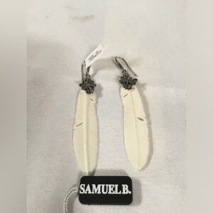 Samuel B Carved Feather and Dragonfly Silver Earrings.  Unavailable any more